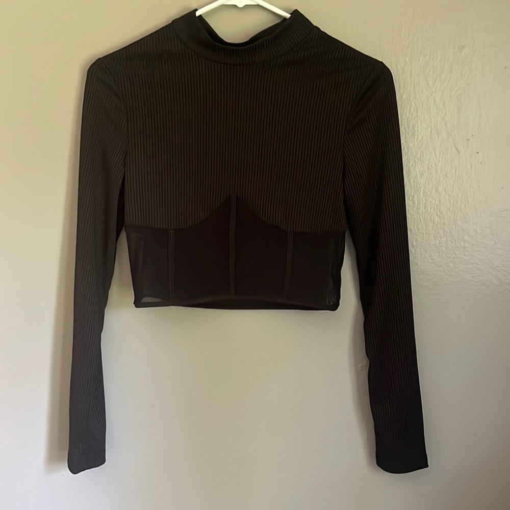 Black Sheer Corset Longsleeve